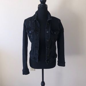 Distressed Black Denim Jacket Size Small
